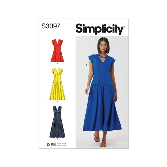 Simplicity Sewing Pattern 3097 - Misses' Dress with Length and Sleeve Variations, Size: Y5 (18-20-22-24-26)