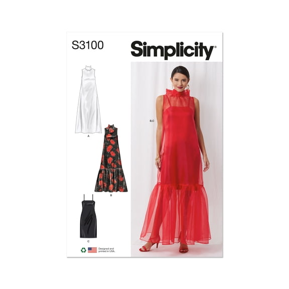 Simplicity Sewing Pattern 3100 - Misses' Special Occasion Dress and Slip, Size: Y5 (18-20-22-24-26)