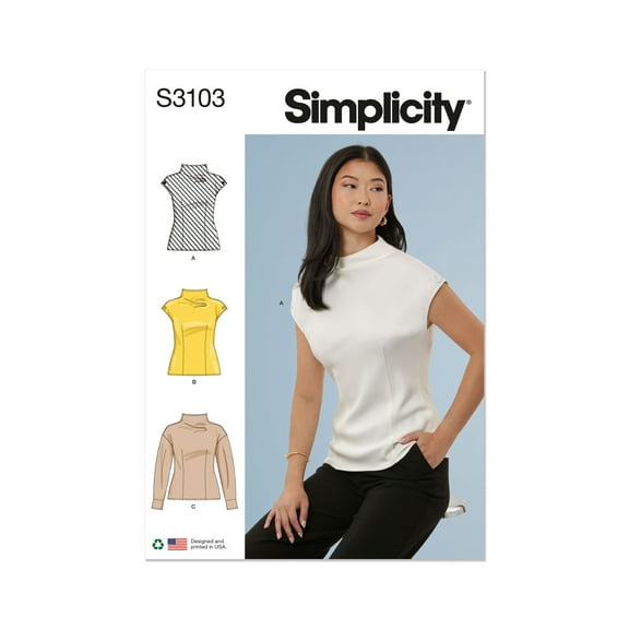 Simplicity Sewing Pattern 3103 - Misses' Top with Sleeve Variations, Size: R5 (14-16-18-20-22)