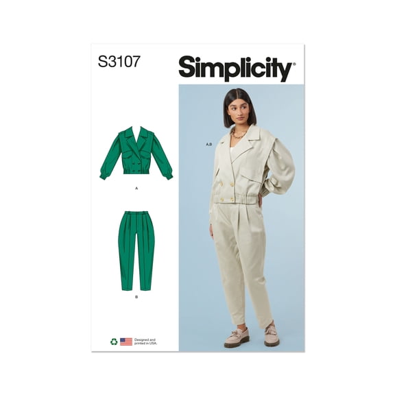 Simplicity Sewing Pattern 3107 - Misses' Jacket and Pants, Size: K5 (8-10-12-14-16)