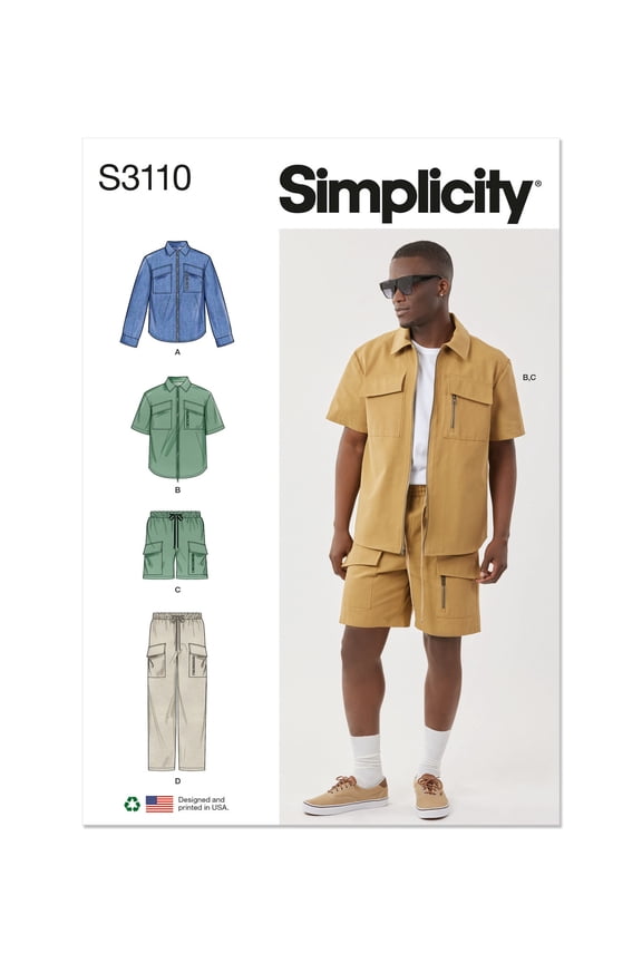 Sewing Pattern 3110 - Men's Shirts, Shorts and Pants, Size: AA (34-42)