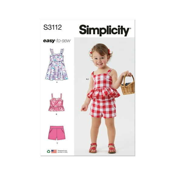 Simplicity Sewing Pattern 3112 - Toddlers' Dress, Top and Shorts, Size: A (1/2-4)
