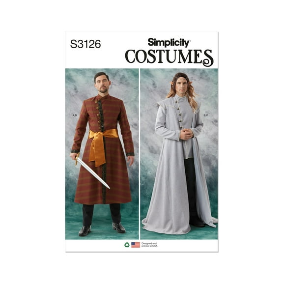 Simplicity Sewing Pattern 3126 - Men's Costumes, Size: BB (44-52)