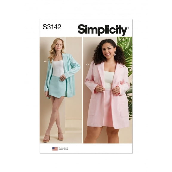 Simplicity Sewing Pattern 3142 - Jackets, Shorts and Suits for Women - M1 (10-12-14-16-18) - Intermediate