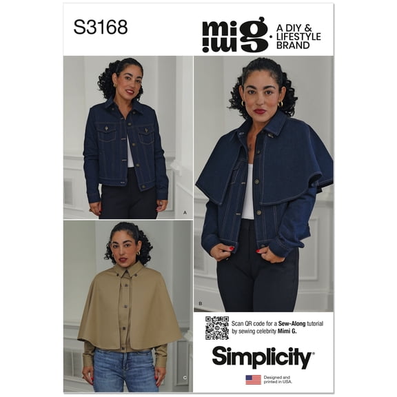 Simplicity Sewing Pattern 3168 - Misses' Jacket with Detachable Capelet in Two Lengths by Mimi G Style, Size: Y5 (18-20-22-24-26)