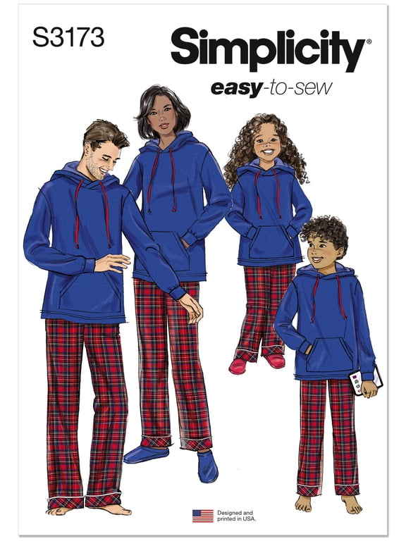 Sewing Pattern 3173 - Hoodies, Trousers and Pyjamas for Men, Women, Teenagers and Kids - A (XS - L / XS - XL) - Easy