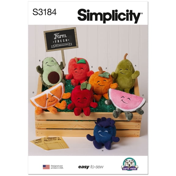 Simplicity Sewing Pattern 3184 - Fruit Plushies, Size: OS (One Size)