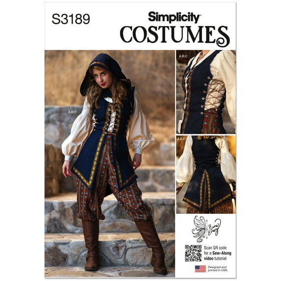 Simplicity Sewing Pattern 3189 - Fantasy Rogue Costume by Raine Emery, Size: U5 (16-198-20-22-24)
