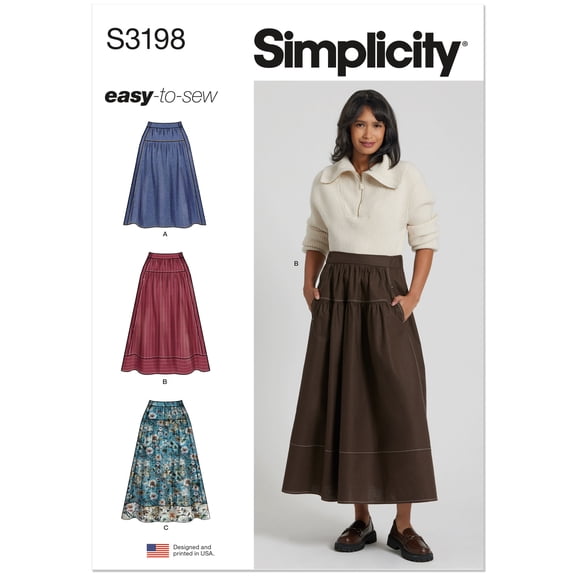 Simplicity Sewing Pattern 3198 - Misses' Gathered Skirt in Two Lengths, Size: G6 (16-18-20-22-24-26)
