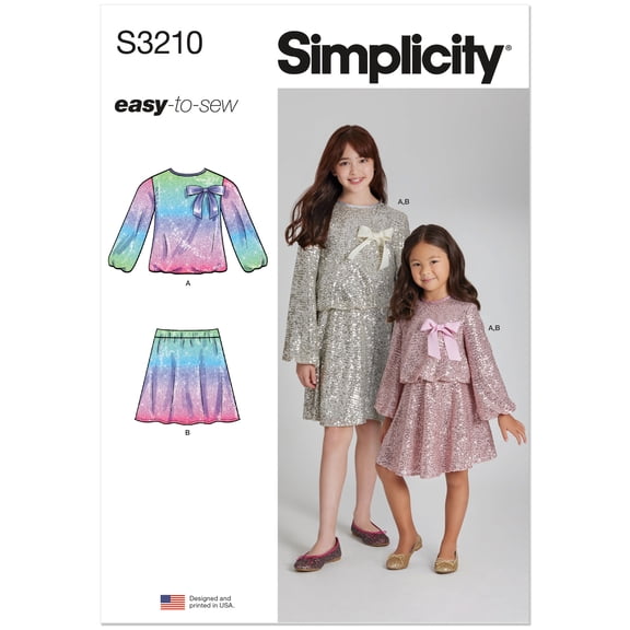 Simplicity Sewing Pattern 3210 - Children's and Girls' Two-Piece Dress, Size K5(7-8-10-12-14)