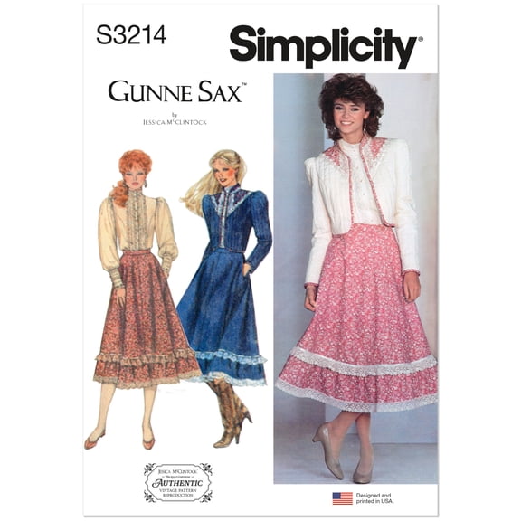 Simplicity Sewing Pattern 3214 - 1980s Misses' Skirt, Blouse and Unlined Quilted Jacket, Size: H5 (6-8-10-12-14)