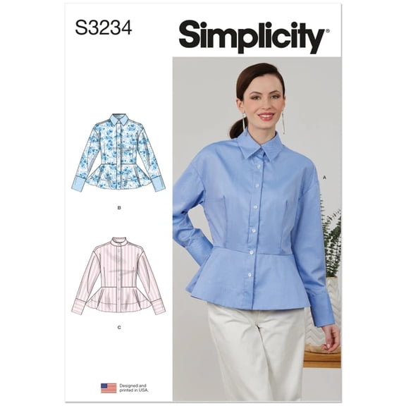 Simplicity Sewing Pattern 3234 - Misses' Peplum Shirte, Size: Y5(18-26)