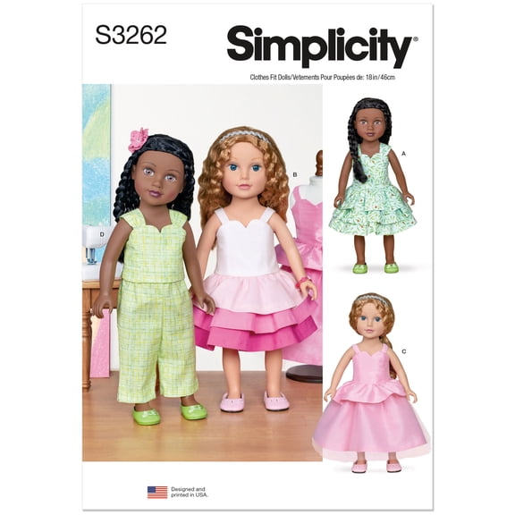 Simplicity Sewing Pattern 3262 - 18" Doll Clothes, Size: OS(One Size)