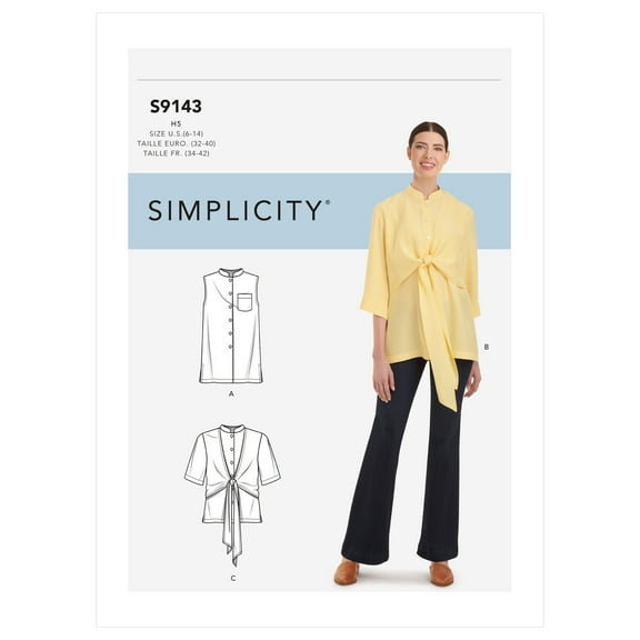 Simplicity Sewing Pattern 9143 -Misses' Top With Optional Draped Fron, Size: R5 (14-16-18-20-22)