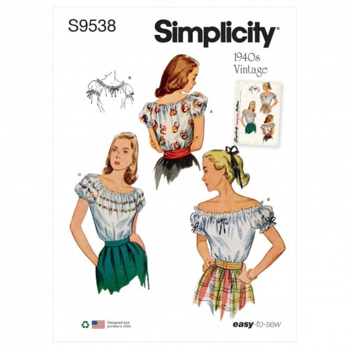 Simplicity Sewing Pattern 9538 Tops R5 (14-16-18-20-22)