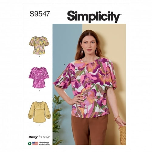 Simplicity Sewing Pattern 9547 Tops, Tunics H5 (6-8-10-12-14)