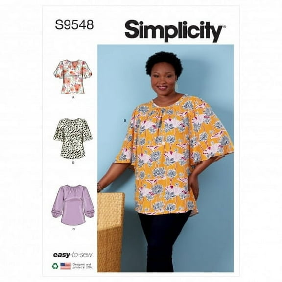 Simplicity Sewing Pattern 9548 Tops, Tunics FF (18W-20W-22W-24W)