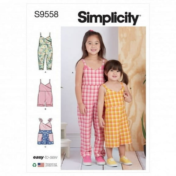 Simplicity Sewing Pattern 9558 Jumpsuits, Pinafores, Dresses AA (1/2-1-2-3)