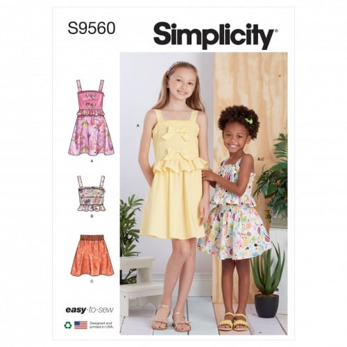Simplicity Sewing Pattern 9560 Dresses, Tops, Skirts K5 (7-8-10-12-14)