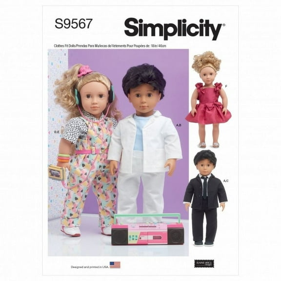 Simplicity Sewing Pattern 9567 Doll Clothes OS (One Size Only)
