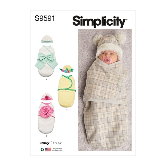 Simplicity Paper Sewing Pattern 9591 - Wraps and Headwear for Baby
