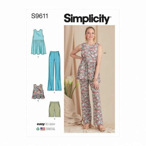 Simplicity Sewing Pattern 9611 Tunics, Tops, Shorts, Trousers D5 (4-6-8-10-12)