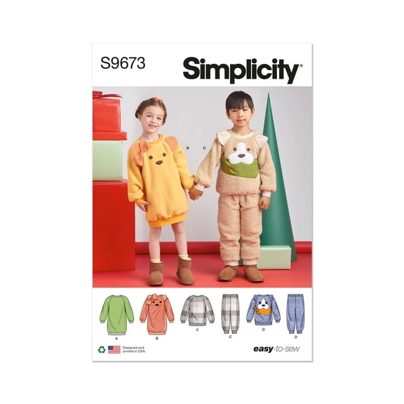 Simplicity Sewing Pattern 9673 - Lounge Dress, Top and Pants, Size: A (3-8)
