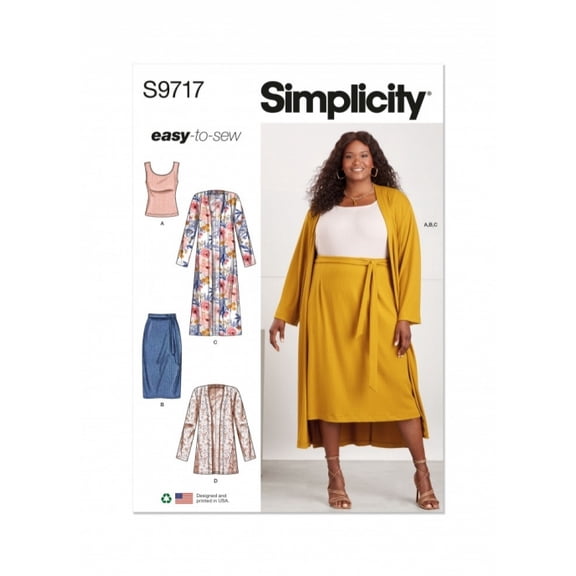 Simplicity Sewing Pattern 9717 Tops, Cardigans, Jackets, Skirts W2