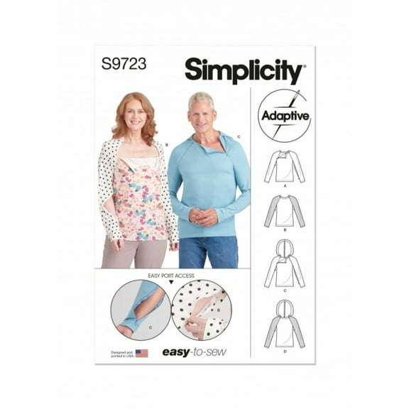 Simplicity Sewing Pattern 9723 Tops, Hoodies A (XS-S-M-L-XL)