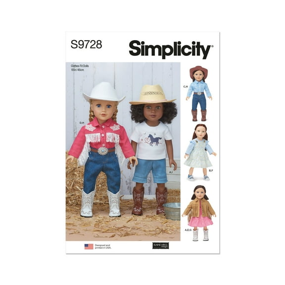 Simplicity Sewing Pattern 9728 - 18" Doll Clothes by Elaine Heigl Designs, Size: OS (One Size)