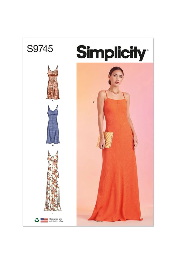 Sewing Pattern 9745 - Misses' Slip Dress in Three Lengths, Size: K5 (8-10-12-14-16)