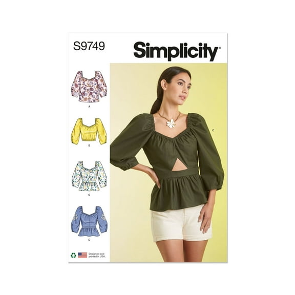 Simplicity Sewing Pattern 9749 - Misses' Tops, Size: Y5 (18-20-22-24-26)