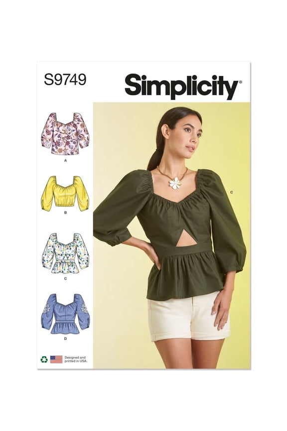 Sewing Pattern 9749 - Misses' Tops, Size: Y5 (18-20-22-24-26)