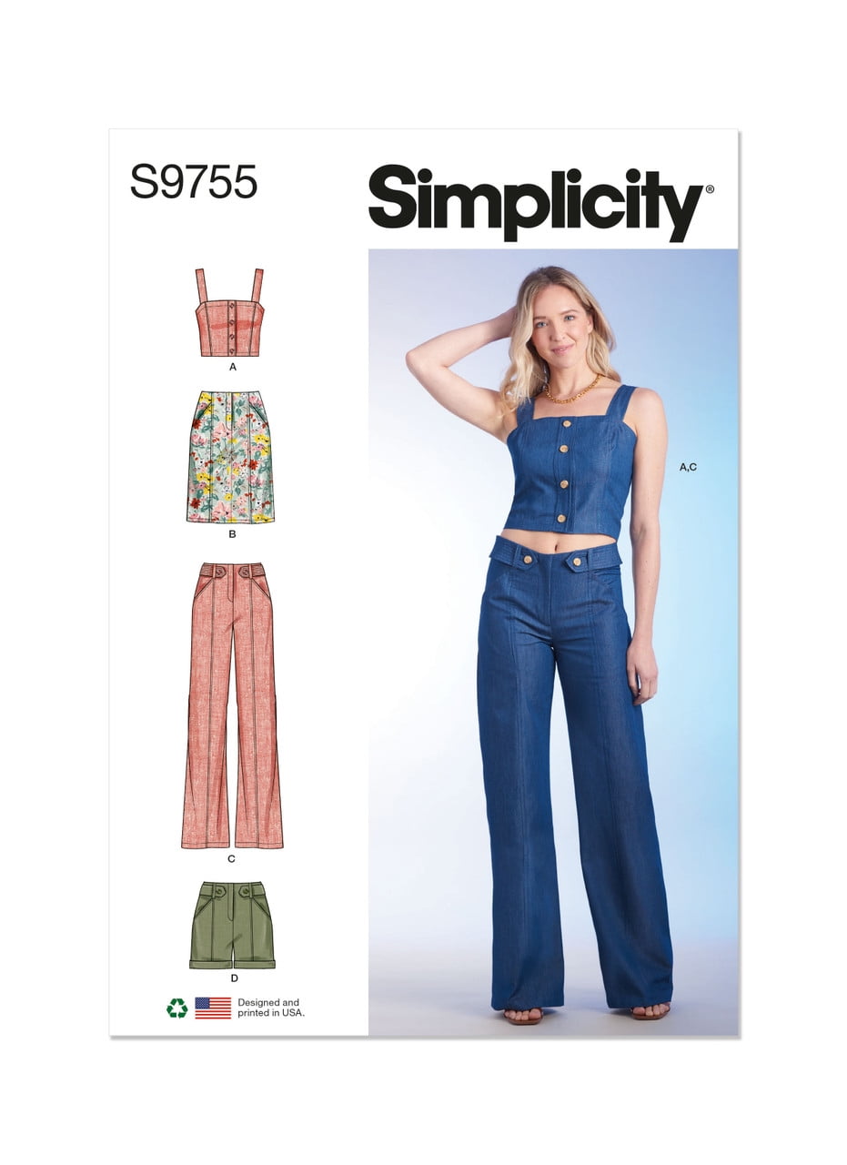 Simplicity Sewing Pattern 9755 - Misses' Top, Skirt, Pants and Shorts, Size: U5 (16-198-20-22-24)