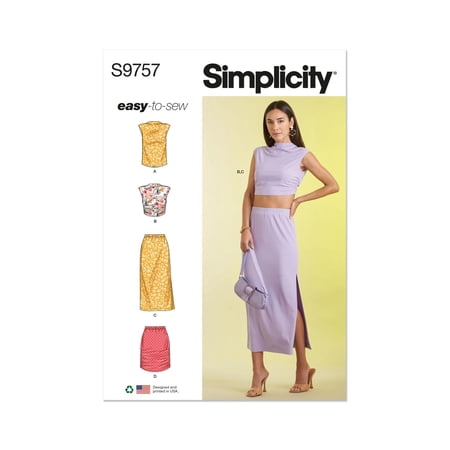 Simplicity Sewing Pattern 9757 Tops, Skirts A (S-M-L-XL-XXL)