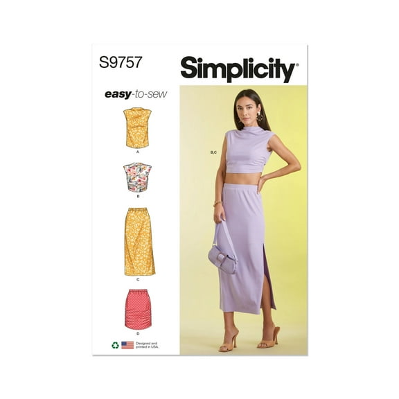 Simplicity Sewing Pattern 9757 Tops, Skirts A (S-M-L-XL-XXL)