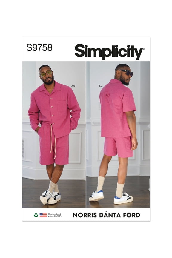 Sewing Pattern 9758 - Men's Shirts and Shorts by Norris Danta Ford, Size: BB (44-46-48-50-52)
