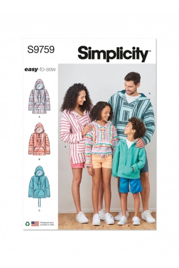 Sewing Pattern 9759 Hoodies, Sweaters A (XS - L / XS - XL)