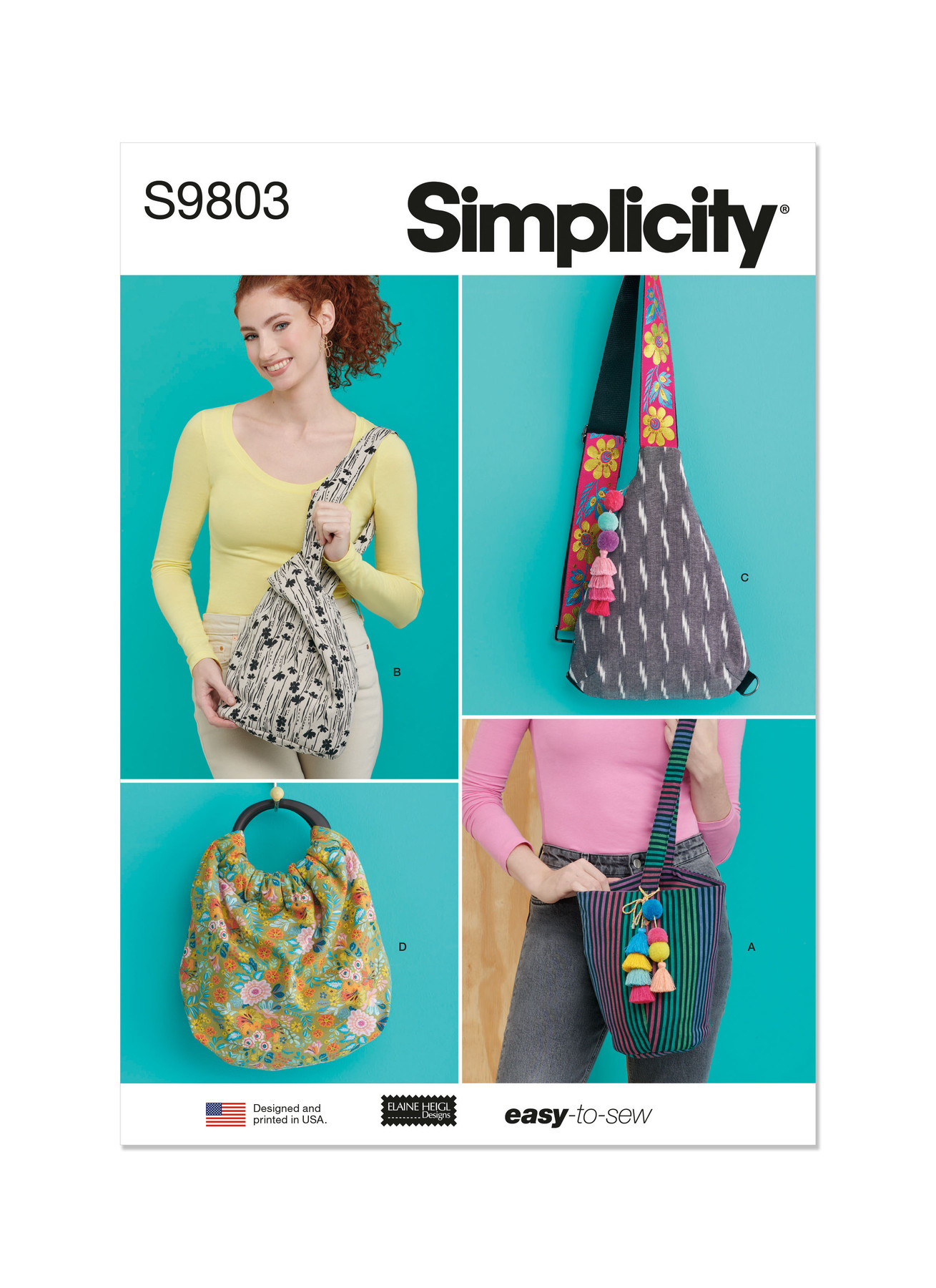 Simplicity Sewing Pattern 9803 - Bags in Four Styles by Elaine Heigl Designs, Size: OS (One Size) - image 1 of 6