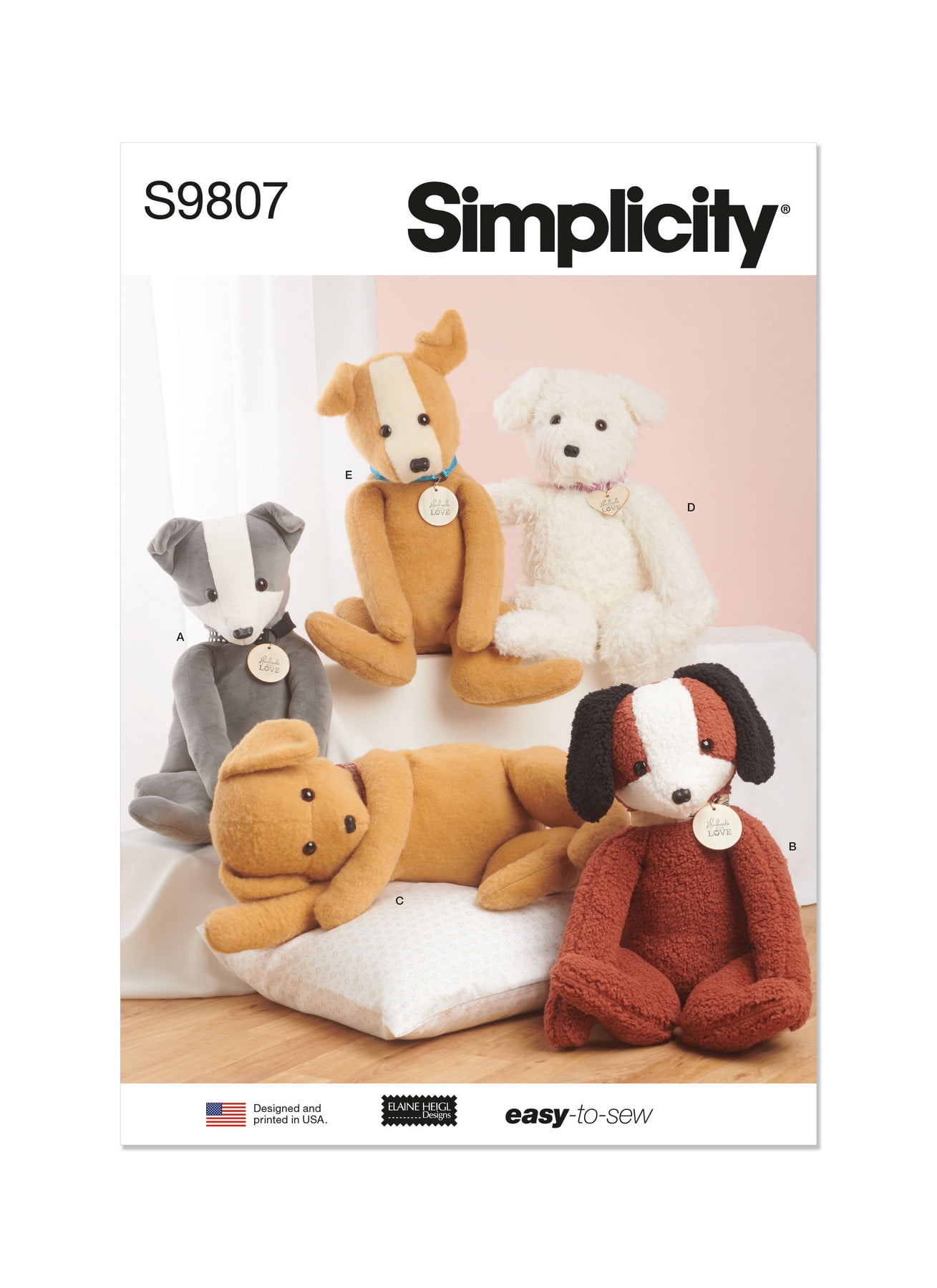Simplicity Sewing Pattern 9807 - Poseable Plush Animals by Elaine Heigl Designs, Size: OS (One Size)