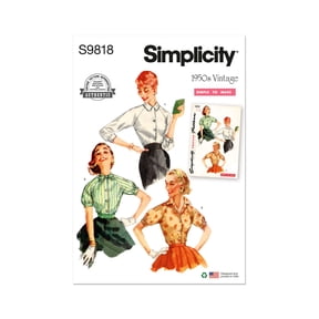 Simplicity Sewing Pattern 9818 - Tops and Vintage Style for Women - R5 (14-16-18-20-22) - Easy