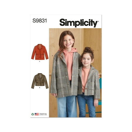 Simplicity Sewing Pattern 9831 - Children's and Girls' Jacket in Two Lengths, Size: HH (3-4-5-6)