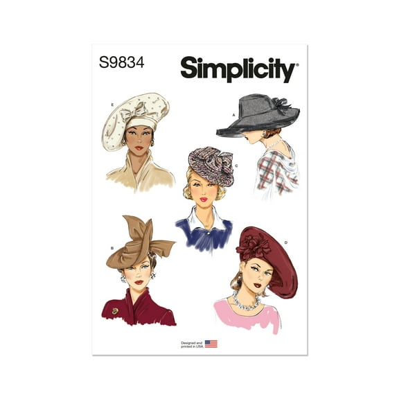 Simplicity Sewing Pattern 9834 - Misses' Hats in Five Styles, Size: OS (One Size)