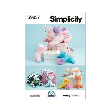 Simplicity Sewing Pattern 9837 - Plush Animals by Carla Reiss Design, Size: OS (One Size)