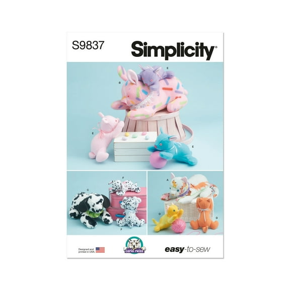 Simplicity Sewing Pattern 9837 - Plush Animals by Carla Reiss Design, Size: OS (One Size)