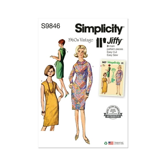 Simplicity Sewing Pattern 9846 - Misses' Dress, Size: Y5 (18-20-22-24-26)