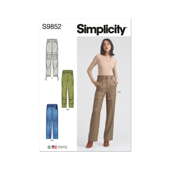 Simplicity Sewing Pattern 9852 - Misses' Pants and Belt, Size: K5 (8-10-12-14-16)