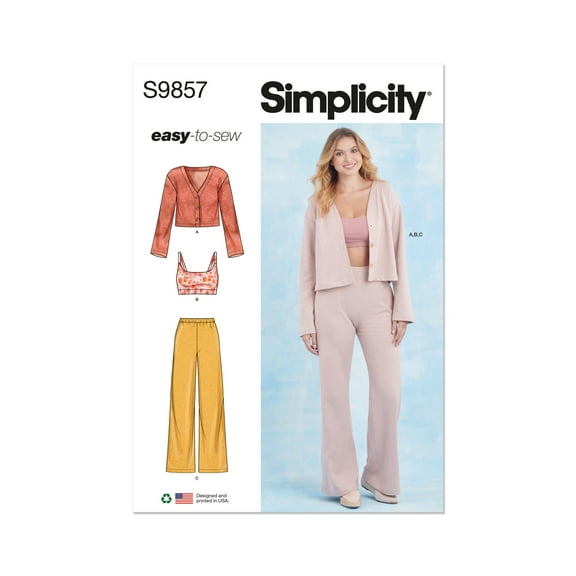 Simplicity Sewing Pattern 9857 - Misses' Knit Loungewear, Size: A (XS-S-M-L-XL-XXL)