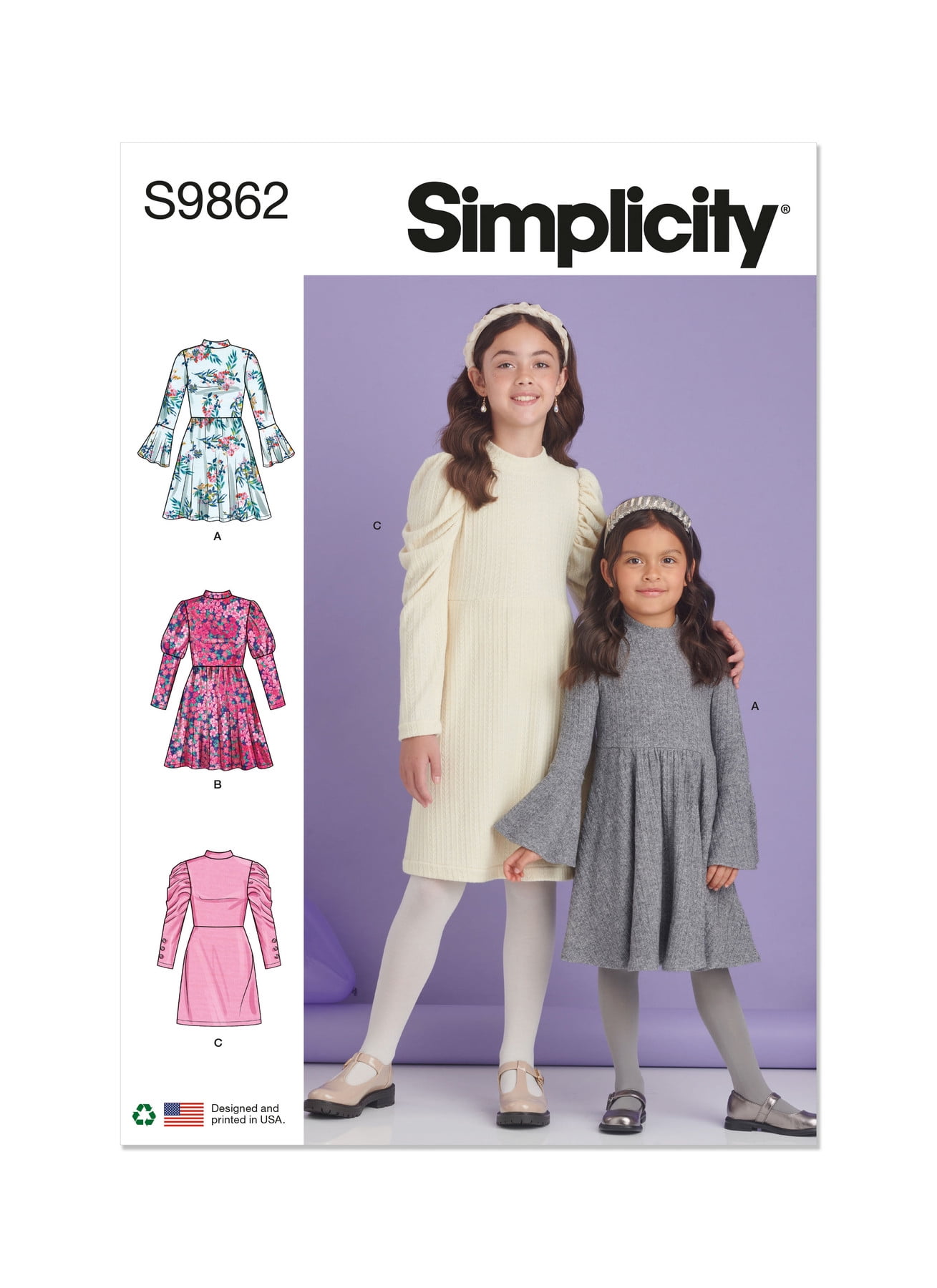 Simplicity Sewing Pattern 9862 - Children's and Girls' Knit Dresses, Size: K5 (7-8-10-12-14) - Walmart.com Simplicity Sewing Pattern 9862 - Children's and Girls' Knit Dresses, Size: K5 (7-8-10-12-14) - Walmart.com