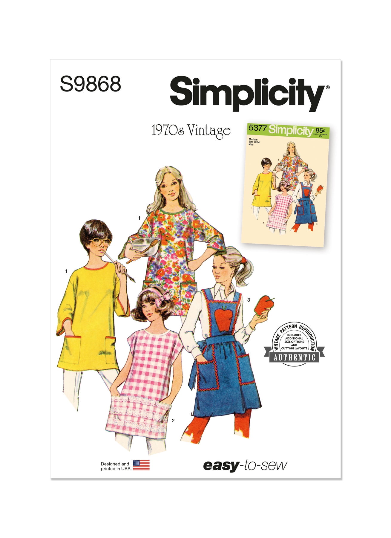 Simplicity Sewing Pattern 9868 - Aprons and Potholder, Size: A (S-M-L-XL)